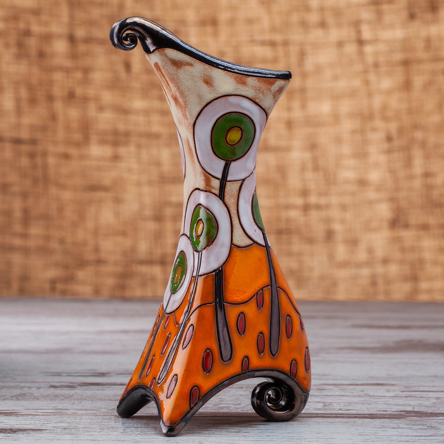 Керамична ваза Бели дръвчета