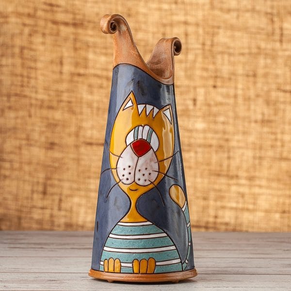 Тънка керамична ваза Котки портрет