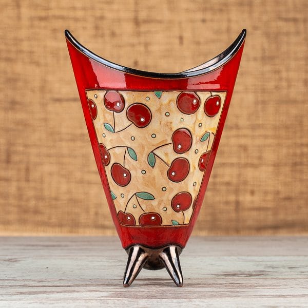 Ръчно изработена керамична ваза Череши