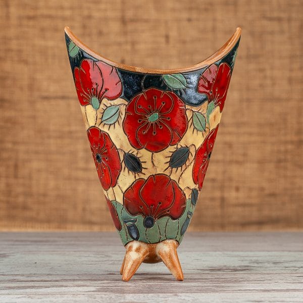 Ръчно изработени керамична ваза Макове