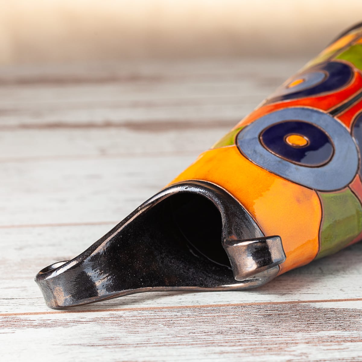 Тънка керамична ваза Сини дръвчета